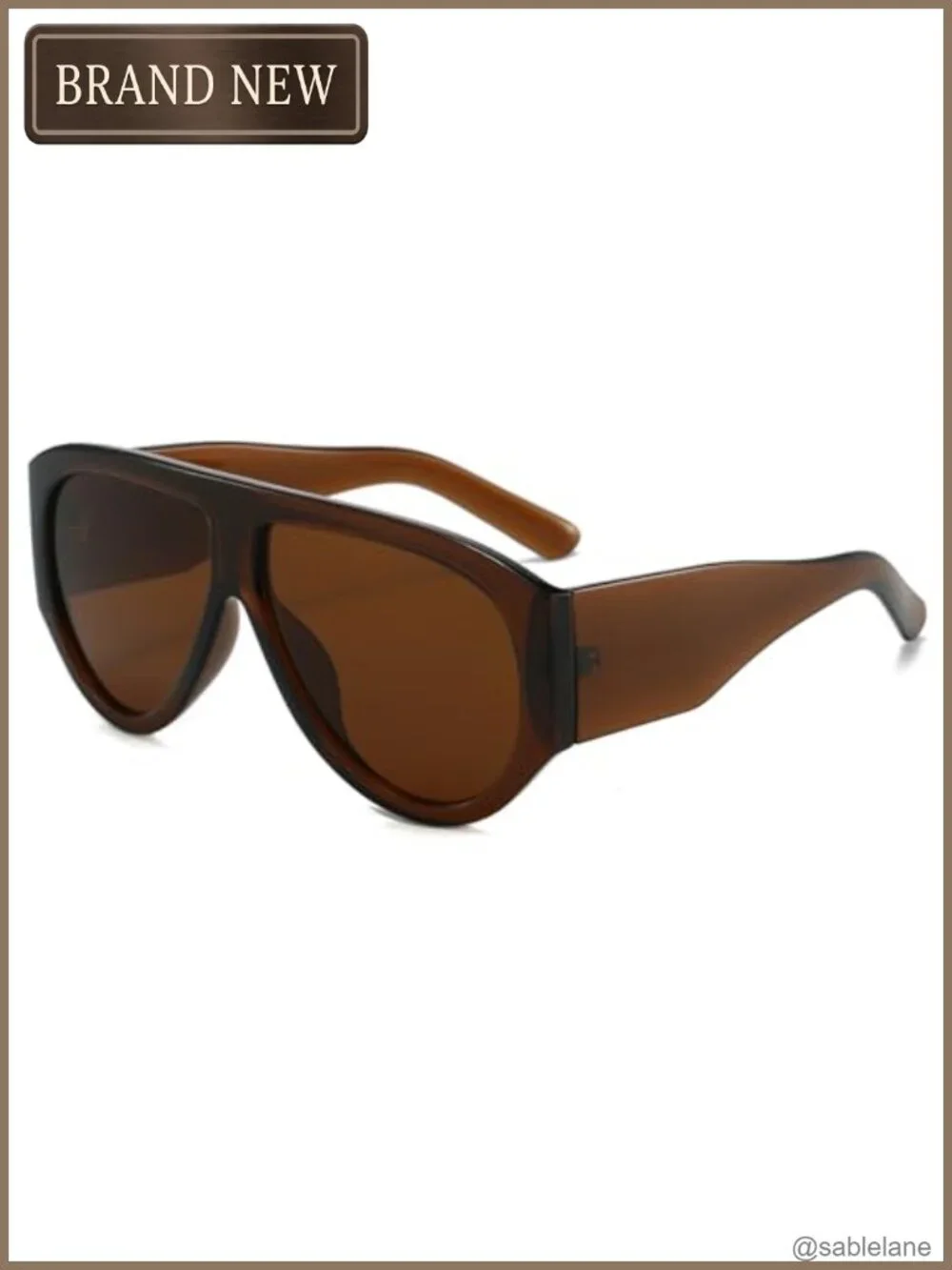 Oversized Square Sunglasses Retro 70s Wrap Around Thick Frame UV400 Protection